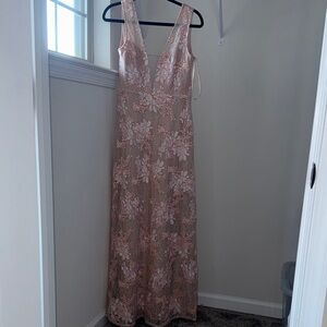BCBGMaxAzria Blush and White Floral Maxi Dress